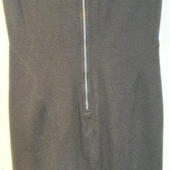 Lord & Taylor black high neck pencil dress cap sleeve exposed zipper size 0 - Picture 7 of 11